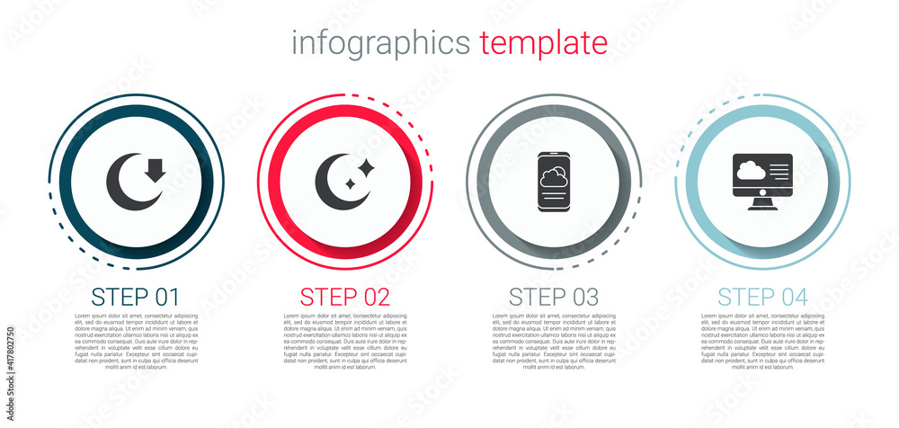 Set Moon, and stars, Weather forecast and . Business infographic template. Vector. Set Moon, and stars, Weather forecast and . Business infographic template. Vector.