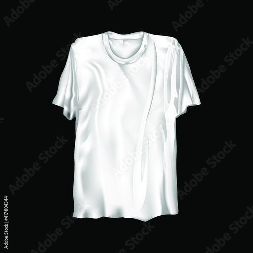Vector illustration of white t-shirt mockup isolated on dark background