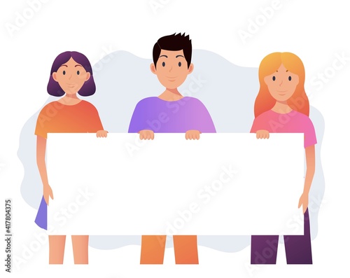Group Of PeopleI llustration Set Isolated With Banner Grey Background , Vector Illustration photo