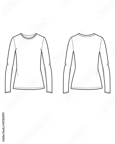 woman t-shirt with long sleeve and round neck