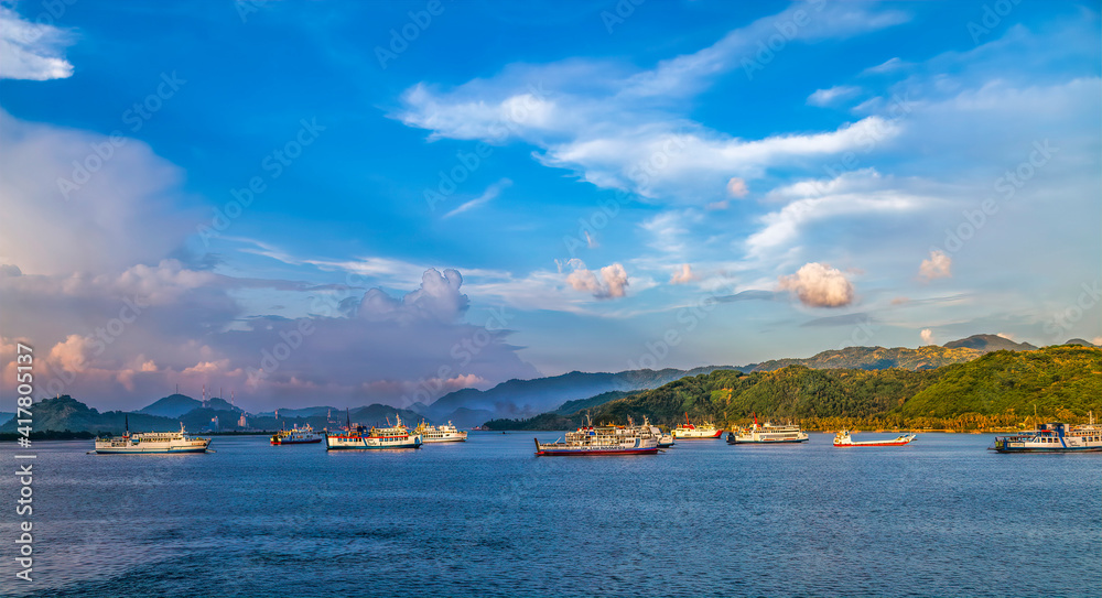 Cargo ships in Indonesian waters 
