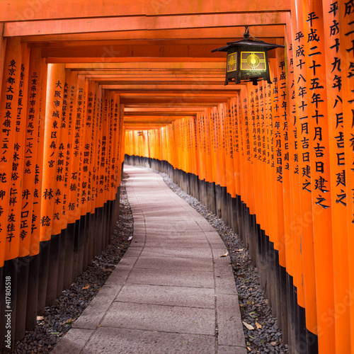 Canvas Print Red torii gates at the Fushimi Inari Taisha shrine in Kyoto, Japan
