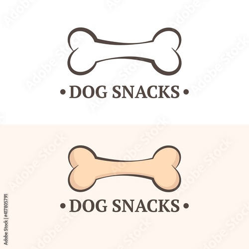 Vector illustrated logo with the image of a bone for a dog. Snacks logo for dogs.