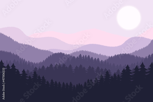 Forest landscape background vector design illustration © Emil