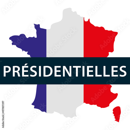 Elections présidentielles. Carte de France aux couleurs du drapeau français. Illustration vectorielle.