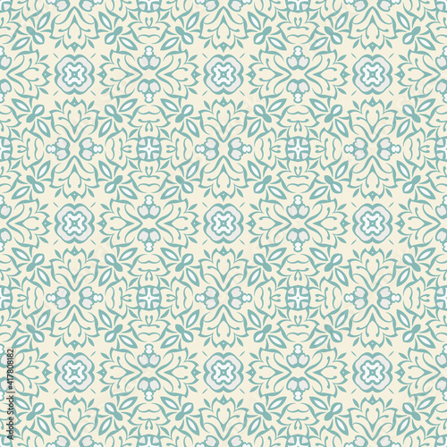 Trendy bright color abstract seamless pattern in beige blue for decoration, paper, tiles, textiles, carpet, pillows. Home decor, interior design.