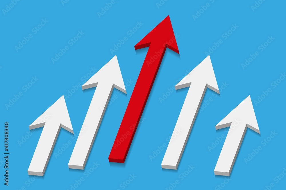 Business and leadership concept. Arrows of different sizes. Vector illustration