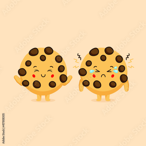 Cute Bisquit Characters Happy and Sad Expression