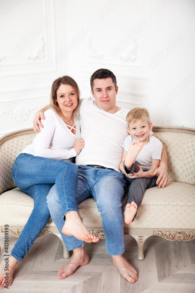 Portrait of   happy family with   young son