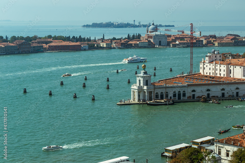 Aerial view of the city of Venice. Tourism in Italy.