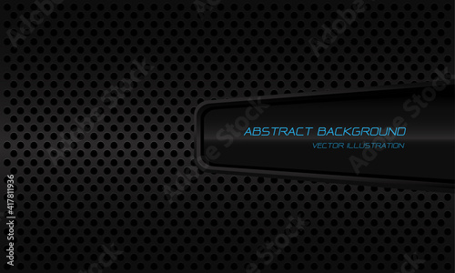 Abstract black banner with blue text on circle mesh design modern luxury futuristic background vector illustration.