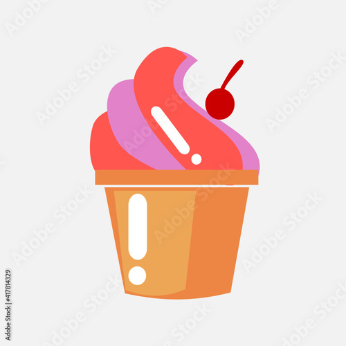 unique illustration of cupcake with cherries on top
