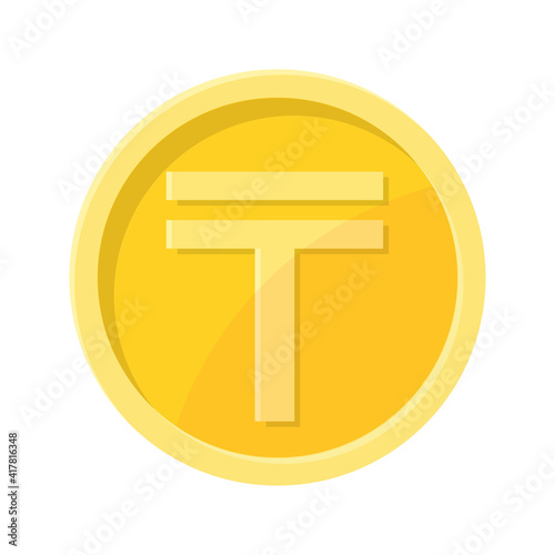 Simple illustration of Tenge coin Concept of internet currency