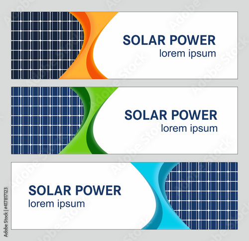 solar panel cells background banner for advertising green energy