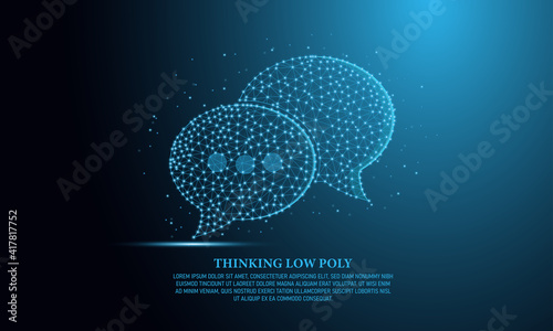 Low poly vector outline illustration in light blue background Full of light and cosmos style Concept, technology and equipment Lines and points with polygons