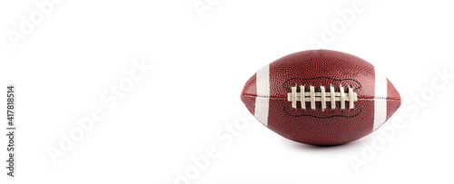 Leather american football on white background. Sports background for product display, banner, or mockup