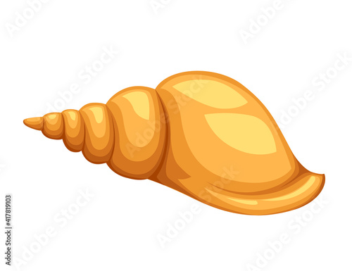 Yellow seashell simple nautical souvenir vector illustration isolated on white background