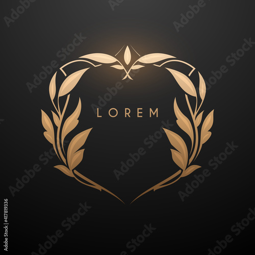 Luxury gold floral logo template