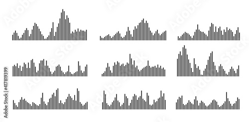 sound waveform pattern for music player, podcasts, video editor, voise message in social media chats, voice assistant, dictaphone. vector illustration