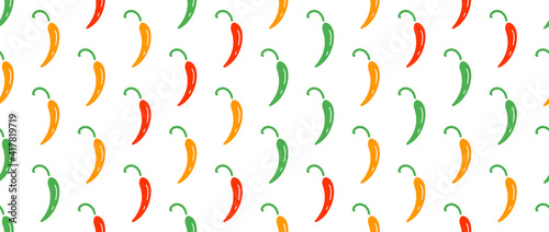 chili peppers seamless pattern. Texture for mexican food background. vector illustration backdrop