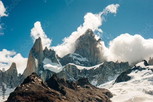 Mountain landscape with Mt Fitz Roy and Laguna de Los Tres in Los Glaciares National Park, Patagonia, South America photo