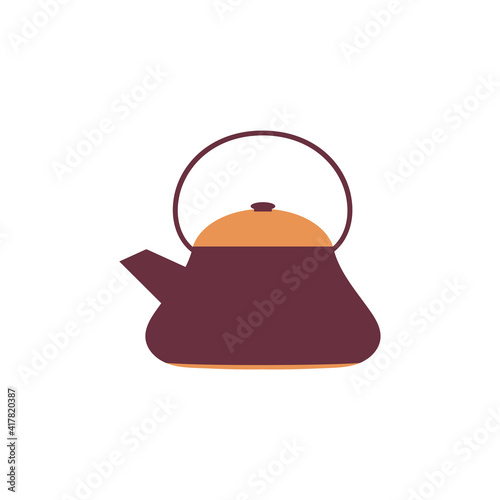 cartoon teapot isolated on white, vector illustration