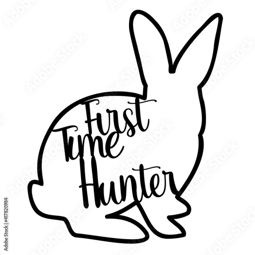 My First easter bunny. Good for Laser-cut Easter bunny rabbit greeting card and gift design.