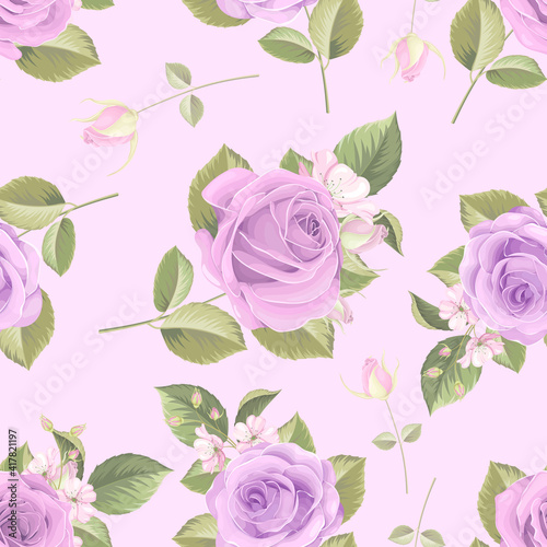 Beautiful seamless pattern with colorful roses