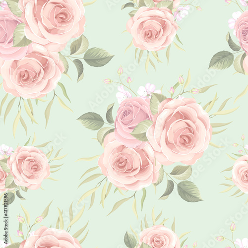 Beautiful seamless pattern with colorful roses © CLton