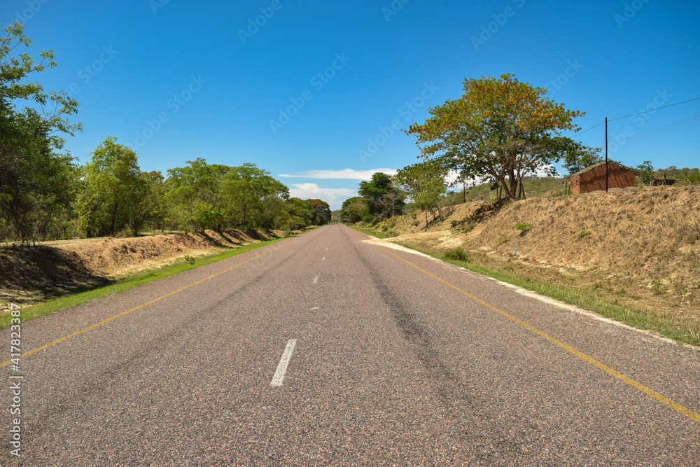 Scenic view of an empty road in the rural Malawi Scenic view of an empty road in the rural Malawi