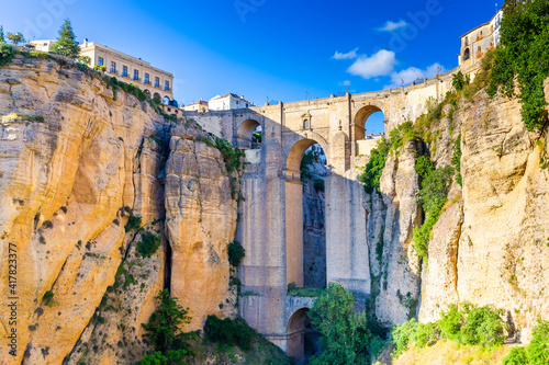 Ronda, Spain at the Puente Nuevo over the Tagus gorge.