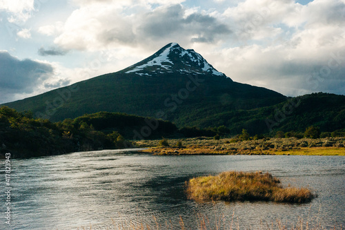 Beautiful mountain with snow of Ushuaia, province of Tierra del Fuego, Argentina photo