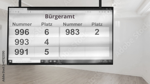 Scoreboard citizen office waiting time draw waiting token number bürgeramt.