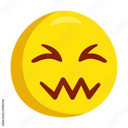 Confounded Face Emoji Icon Illustration. Quivering Mouth Vector Symbol Emoticon Design.
