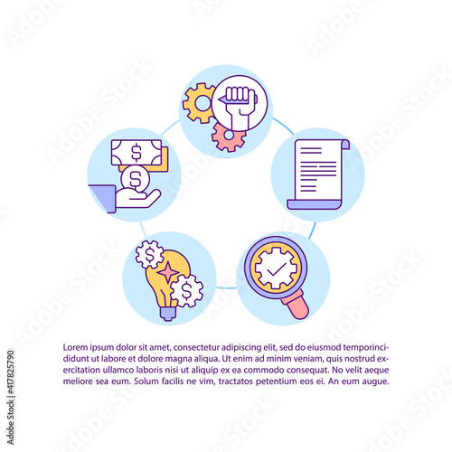 Grant writing tips concept icon with text. Target specific project for your proposal. PPT page vector template. Brochure, magazine, booklet design element with linear illustrations