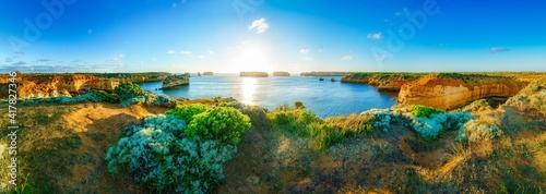 sunset at bay of islands, great ocean road, victory, australia photo