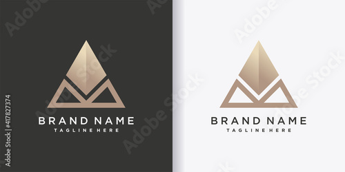 pyramida logo template with creative golden concept