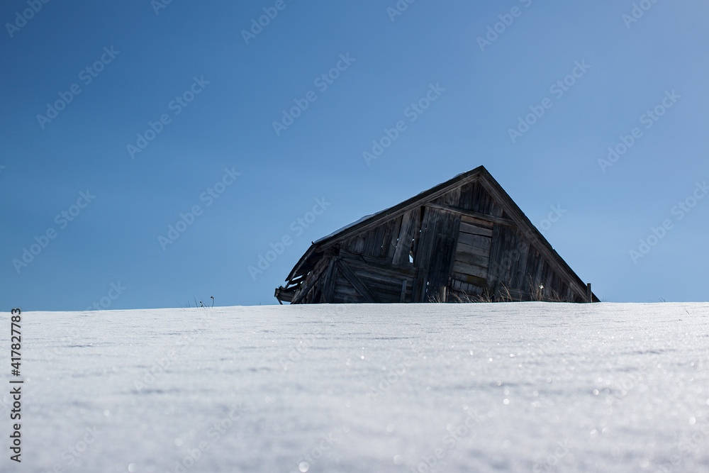 barn in the snow