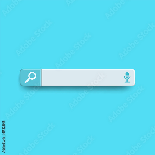 Minimal blank search bar with voice command isolated on tosca blue background. Searching Internet Data. Web Browsing Concept.3d vector illustration