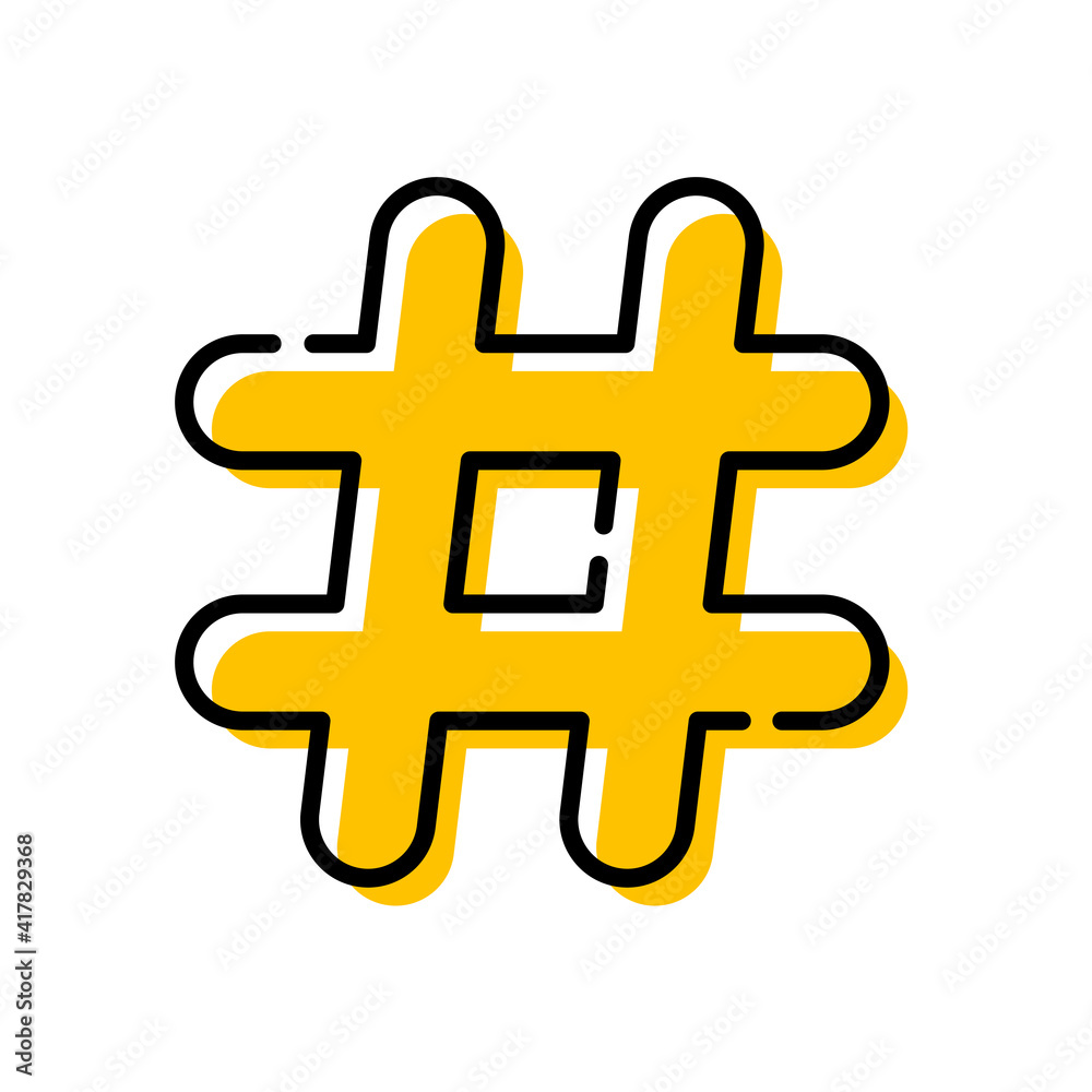 Obraz premium Yellow Hashtag flat design icon vector