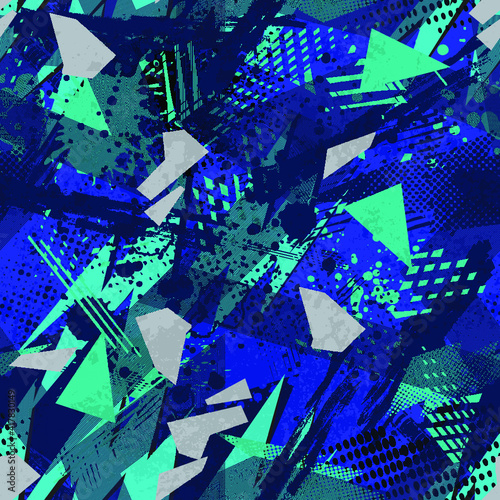 Seamless abstract sport pattern . Grunge background for textile, sport wear, graphic tees and more. 