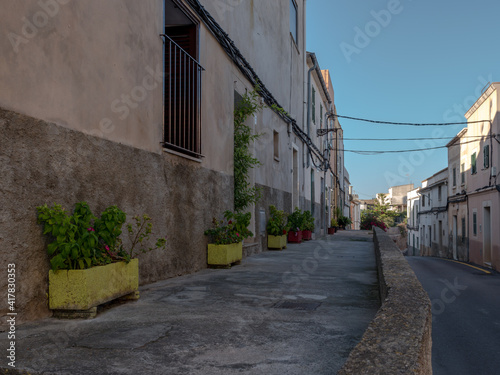 narrow street in felanitx  majorca  spain
