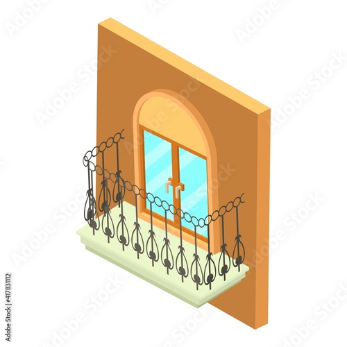 Forged balcony icon. Isometric illustration of forged balcony vector icon for web