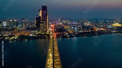 한국 여의도 마포대교 항공촬영 하이퍼랩스