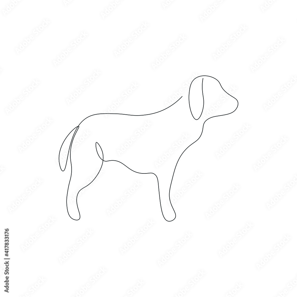 Dog one line drawing, vector illustration