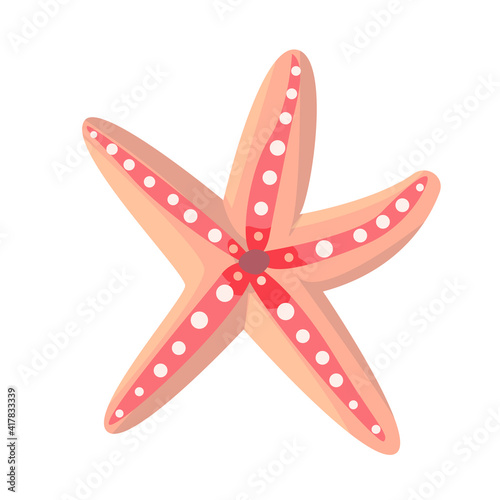 Starfish in flat style. Marine icon in cartoon style. Summer vector illustration.