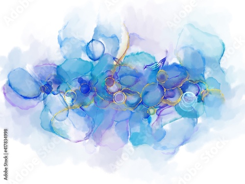 アルコールインクアート風イラスト　水滴