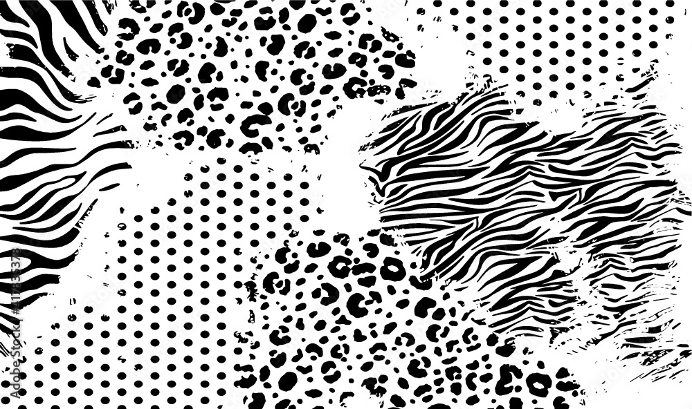 Fototapeta premium leopard, zebra and dot pattern vector