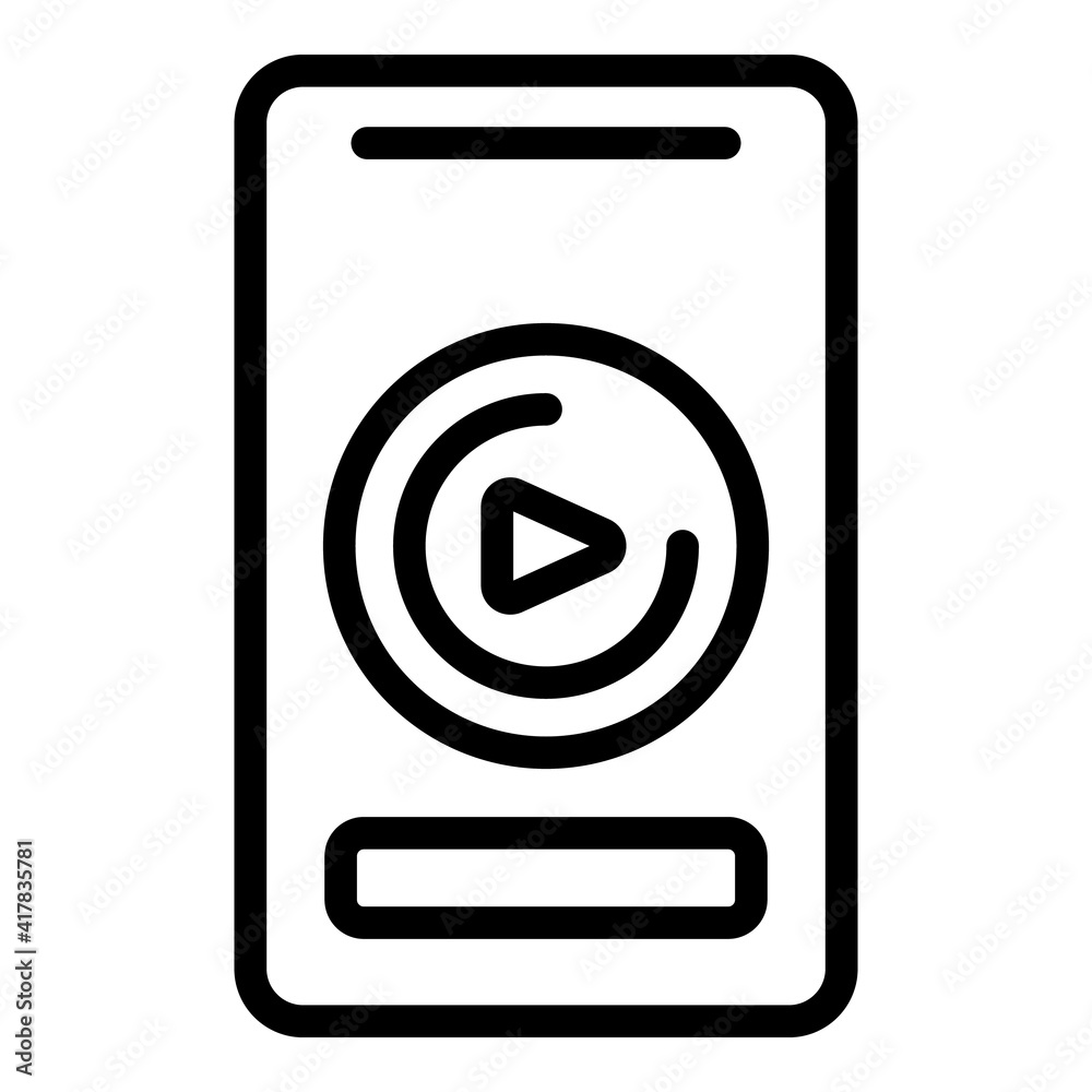 Phone video icon. Outline phone video vector icon for web design isolated on white background Phone video icon. Outline phone video vector icon for web design isolated on white background