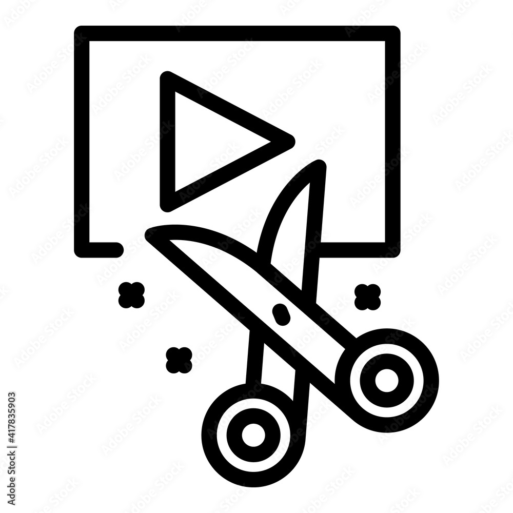 Cutting video icon. Outline cutting video vector icon for web design isolated on white background Cutting video icon. Outline cutting video vector icon for web design isolated on white background